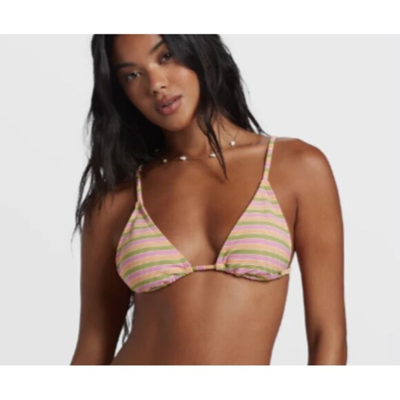BILLABONG Size MEDIUM Hightide Tanlines Slide Tri Multi Bikini Top String NEW - Picture 1 of 7